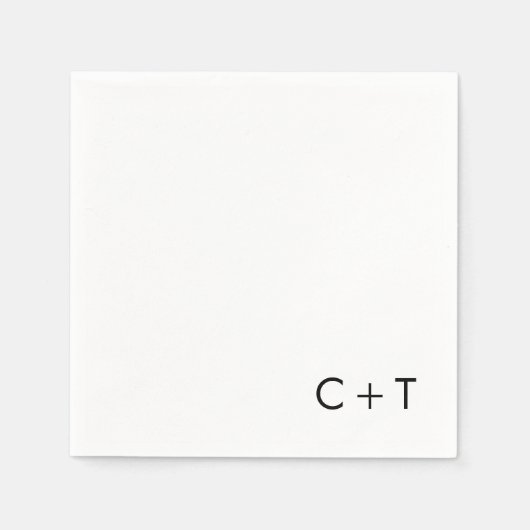 Chic Minimal Modern Plus Sign Monogram Wedding スタンダードカクテルナプキン (正面)