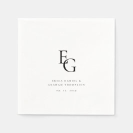 Chic Minimal Monogram Wedding スタンダードカクテルナプキン