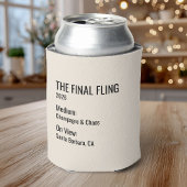 Chic Minimal Museum Label Bachelorette Party Favor 缶クーラー