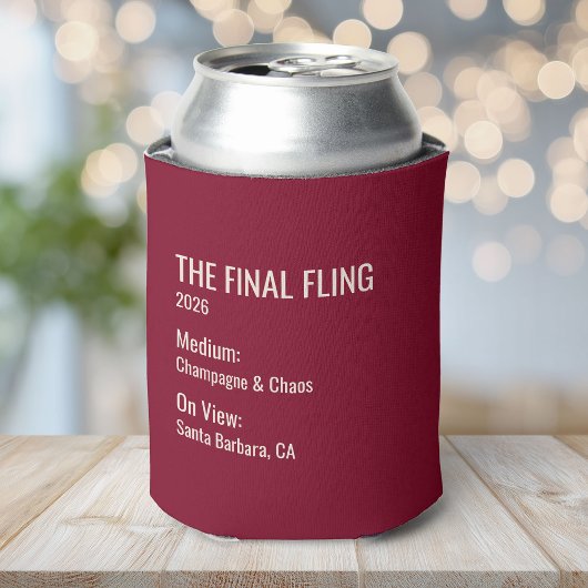 Chic Minimal Museum Label Bachelorette Party Favor 缶クーラー
