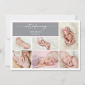 Chic Minimal Photo Collage Baby Announcement Card 招待状 (正面)