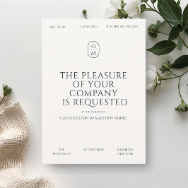 Chic Minimal Typography Monogram Wedding  招待状