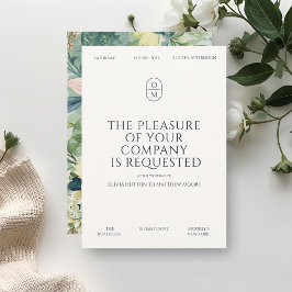 Chic Minimal Typography Monogram Wedding  招待状