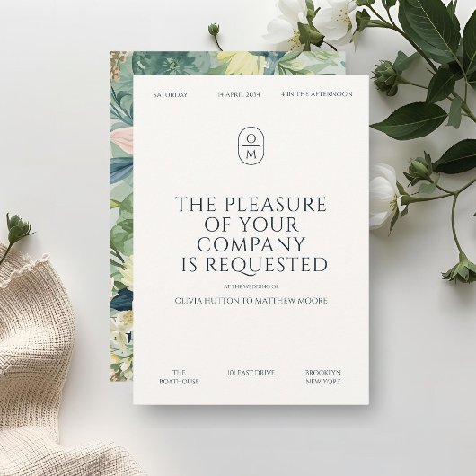 Chic Minimal Typography Monogram Wedding  招待状