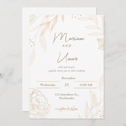 Chic Minimal Wedding Invitation – Editable Templat 招待状 (正面/裏面)