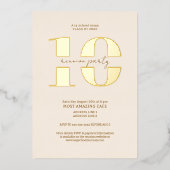 Chic minimalist 10 year classic reunion 箔招待状 (正面)
