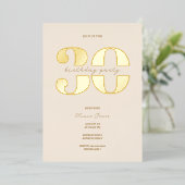Chic minimalist 30th birthday  箔招待状 (立ち正面)