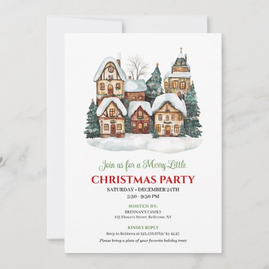 Chic minimalist Christmas scene festive dinner  招待状 (正面)