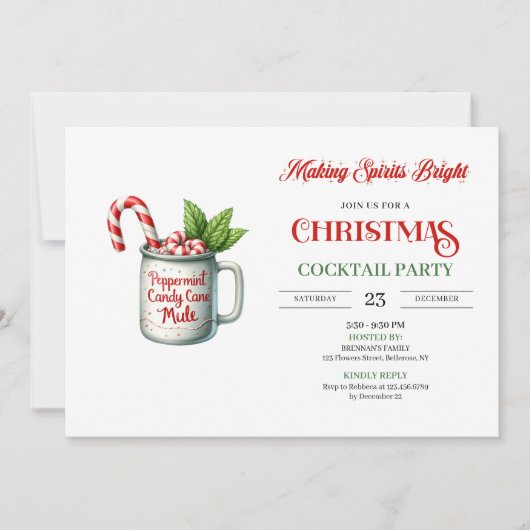 Chic minimalist festive cocktails party invitation 招待状 (正面)