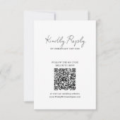 Chic Minimalist Handwriting Script Wedding QR Code 出欠カード (正面)