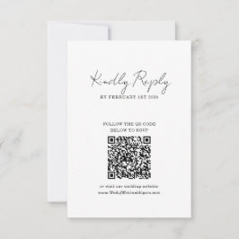 Chic Minimalist Handwriting Script Wedding QR Code 出欠カード