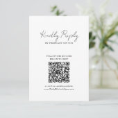 Chic Minimalist Handwriting Script Wedding QR Code 出欠カード (スタンド正面)