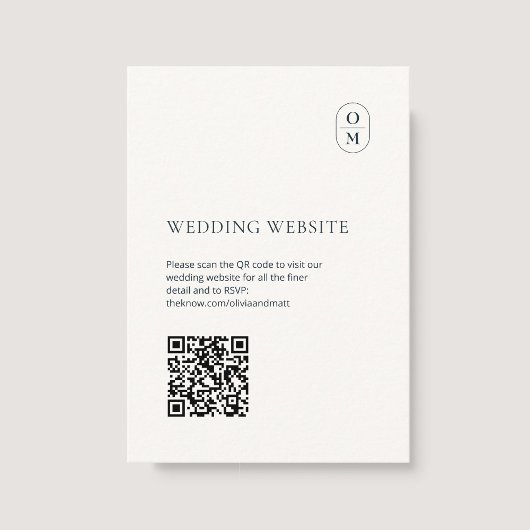 Chic Minimalist Monogram QR Wedding Website エンクロージャーカード