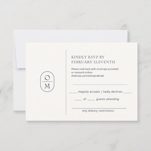 Chic Minimalist Monogram Wedding RSVP (正面)