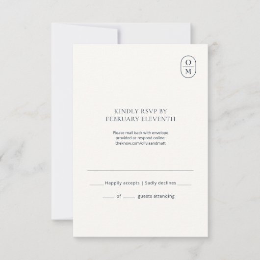 Chic Minimalist Monogram Wedding RSVP (正面)