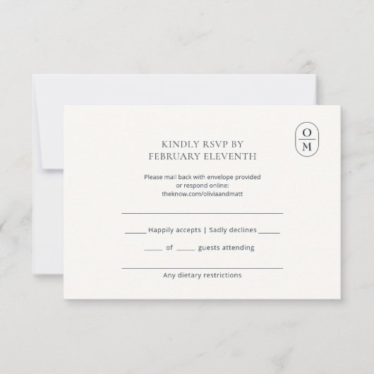 Chic Minimalist Monogram Wedding RSVP (正面)