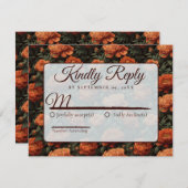 Chic Minimalist Peonies Romantic Wedding  出欠カード (正面/裏面)