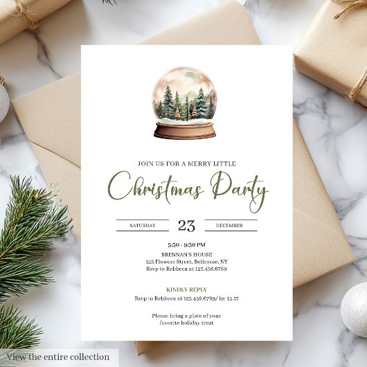 Chic Minimalist Sage Neutral Ivory Christmas Party 招待状