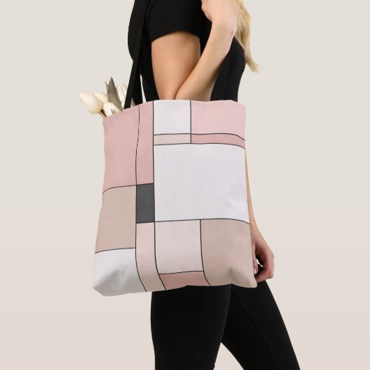 Chic Minimalist Sakura Rectangles Tote Bag トートバッグ (クローズアップ)