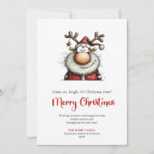 Chic Minimalist Santa Funny Christmas Greeting シーズンカード (正面)