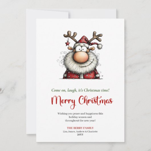 Chic Minimalist Santa Funny Christmas Greeting シーズンカード (正面)