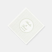 Chic Minimalist Stripe Green Wedding  スタンダードカクテルナプキン (角)