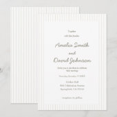 Chic Minimalist Stripe Green Wedding Invitation  招待状 (正面/裏面)