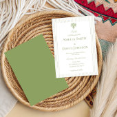 Chic Minimalist Stripe Green Wedding Invitation  招待状