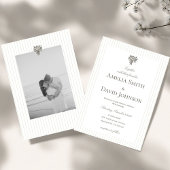 Chic Minimalist Stripe Green Wedding Invitation  招待状