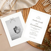 Chic Minimalist Stripe Green Wedding Invitation  招待状