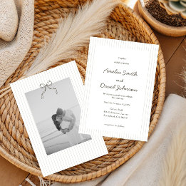 Chic Minimalist Stripe Green Wedding Invitation  招待状