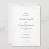 Chic Minimalist Stripe Green Wedding Invitation  招待状 (正面)