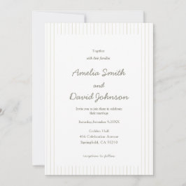 Chic Minimalist Stripe Green Wedding Invitation  招待状