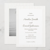 Chic Minimalist Stripe Green Wedding Invitation  招待状 (正面/裏面)