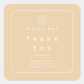 Chic Minimalist Thank You Business Logo Beige スクエアシール (正面)