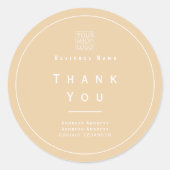 Chic Minimalist Thank You Business Logo Beige ラウンドシール (正面)