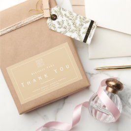 Chic Minimalist Thank You Business Logo Beige 長方形シール