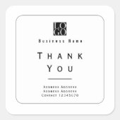 Chic Minimalist Thank You Business Logo White スクエアシール (正面)