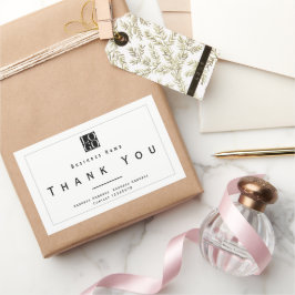 Chic Minimalist Thank You Business Logo White 長方形シール