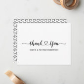 Chic Minimalist Thank You Heart Thank You  ノートカード (正面/裏面インサイチュ)