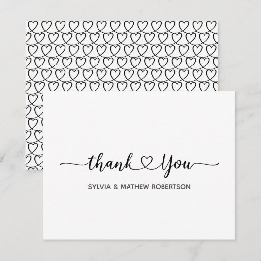 Chic Minimalist Thank You Heart Thank You  ノートカード (正面/裏面)