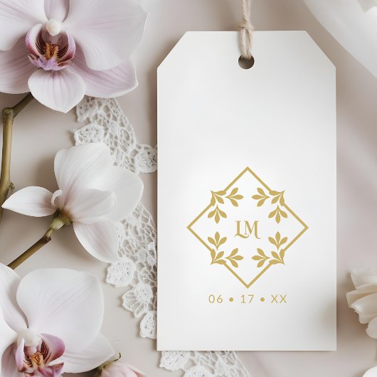 Chic Minimalist Wedding Design Botanical Monogram ラバースタンプ