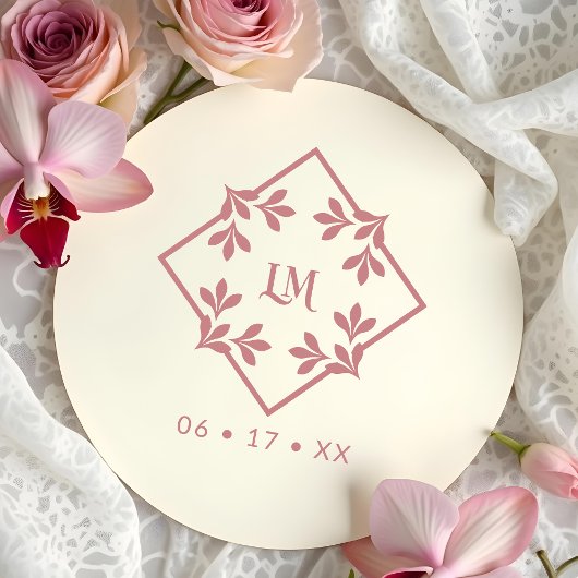Chic Minimalist Wedding Design Botanical Monogram ラバースタンプ