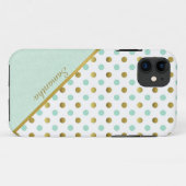 Chic Mint and Gold Polka Dots  Case-Mate iPhoneケース (裏面(横))