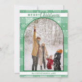 Chic Mint Green Buffalo Plaid Snowflakes Christmas シーズンカード (正面)