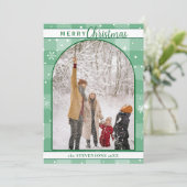 Chic Mint Green Buffalo Plaid Snowflakes Christmas シーズンカード (スタンド正面)