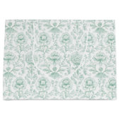 Chic Mint White Floral Wedding ラージペーパーバッグ (正面)