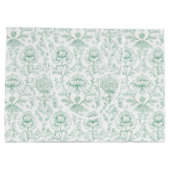 Chic Mint White Floral Wedding ラージペーパーバッグ (裏面)