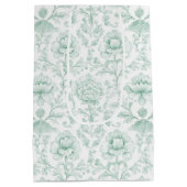 Chic Mint White Peach Floral Wedding ミディアムペーパーバッグ (裏面)