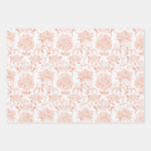 Chic Mint White Peach Floral Wedding ラッピングペーパーシート (正面3)